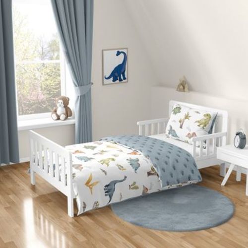 Sweet Jojo Designs Boy Toddler Bedding Set Watercolor Dinosaur Dino Multicolor 5pc