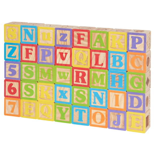 Spark Create Imagine Wooden ABC Blocks 40 Pieces for Learning Alphabet Numbers Shapes