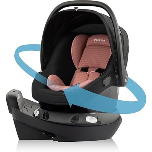 Evenflo Revolve180 LiteMax NXT Rotating Rear-Facing Lightweight Preemie and Infant Car Seat 3-30lbs. Easy Install with Base (Rose Pink)