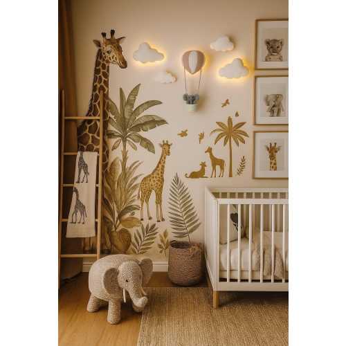 Bouclé Air Balloon Lamp: Safari Nursery Wall Decor Elephant