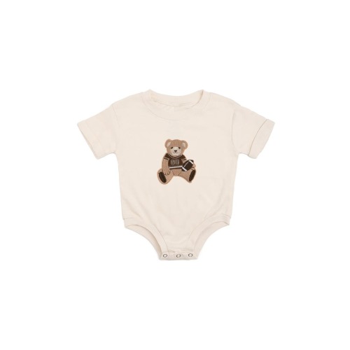 Teddy Bear Patch Short Sleeve Romper