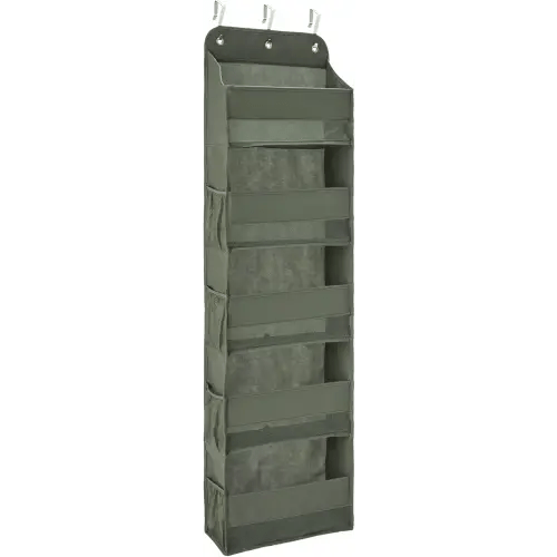 Amazon Basics 5 Tier Over the Door Hanging Shoe Organizer, Large Capacity, Space Saving, 6.4 x 54.5 x 14.9 in, Dark Grey