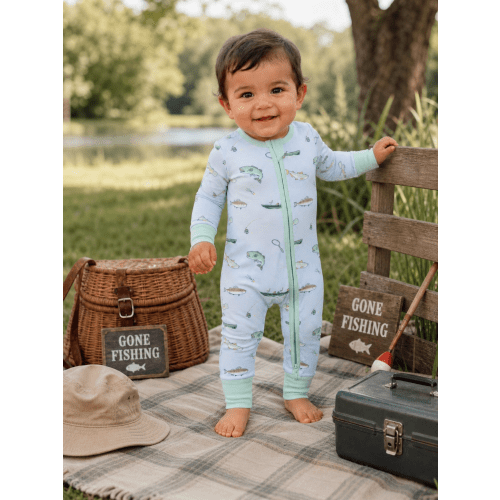 2-Way Zip Romper, Fishing