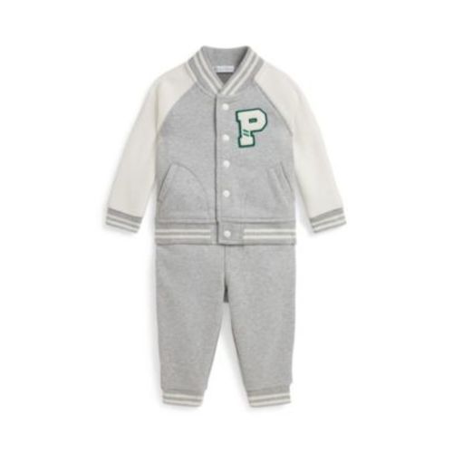 Baby Boys Seasonal 2-Piece Fleece Knit Baseball Jacket and Joggers Set