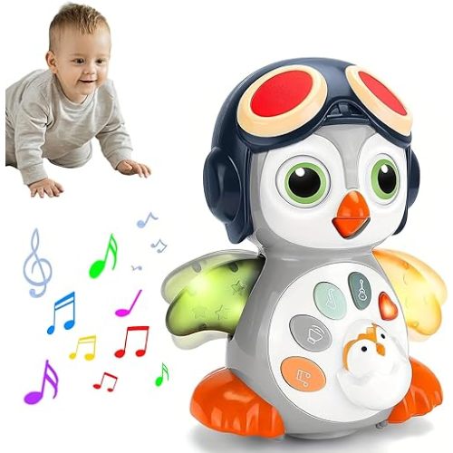 Penguin Crawling Toy for Babies 6-12 Months, Toys for 6 Month Old Boy, Tummy Time 3-6 Months, Light Up Music Toy, Gifts for 3-18 Months Boys Girls, 1 Year Old Boy Girl Toys