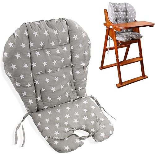 High Chair Pad,high Chair Cover/seat Cushion, Light and Breathable, Soft and Comfortable, Cute Pattern, Suitable for Most High Chairs, Baby Dining Chairs (Gray Small Stars Pattern)