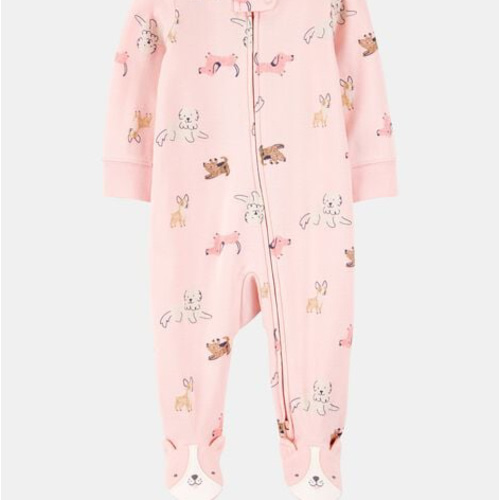 Baby Girl Dog Print 2-Way Zip Cotton Sleep & Play Pajamas - Pink | Carter's