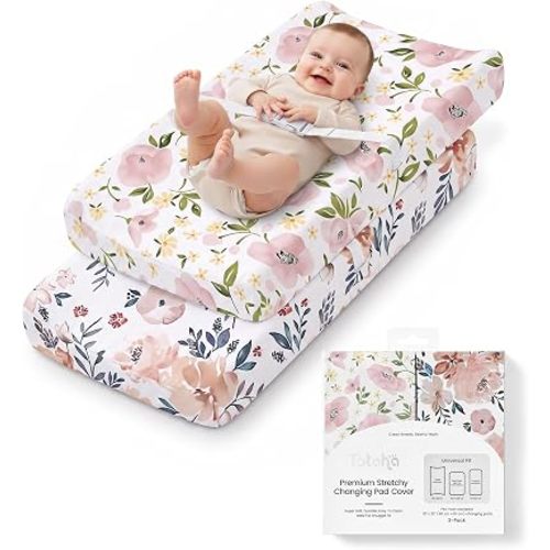 TotAha Premium Stretchy Changing Pad Covers 2-Pack, All-Season Jersey-Knit