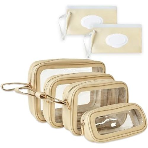 6 PCS Set TPU Diaper Bag Organizer Pouches & Wipe Dispensers, Nude