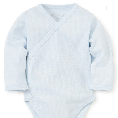 Blue Pointelle Long Sleeve Bodysuit