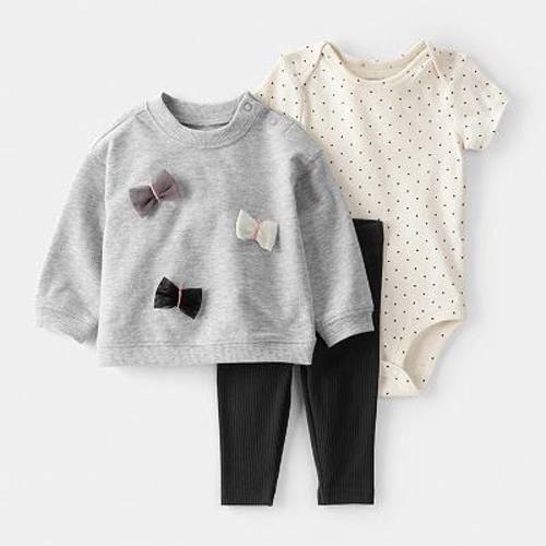 Baby Girl Carter's 3-pc. Bow Pullover, Bodysuit & Leggings Set