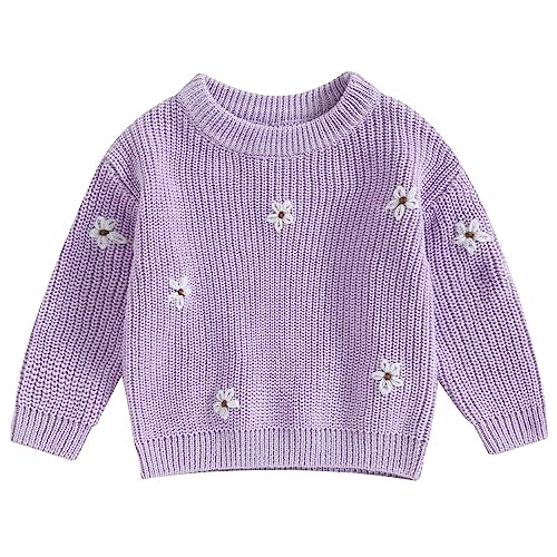 Mubineo Baby Girl Winter Clothes Cute Flower Sweater Crewneck Pullover Long Sleeve Knit Newborn Infant Sweaters
