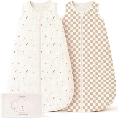 Konssy Muslin Baby Sleep Sack 0-6 Months, 0.8 TOG Baby Wearable Blanket