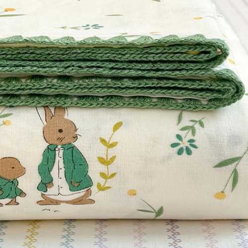 Soft Organic Cotton Kids Bedding Set- Flat/Fitted Sheet with Pillowcase , Rabbit, Bear, Pastel Perfection,  Nature's Nursery