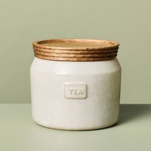 20 fl oz Stoneware Tea Canister Sour Cream - Hearth & Hand™ with Magnolia
