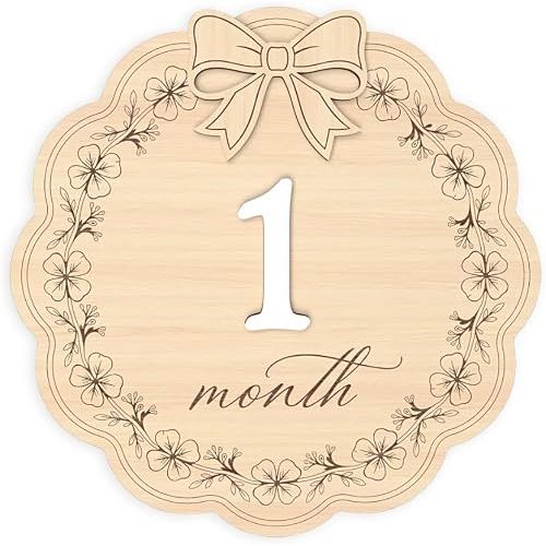 Baby Monthly Milestone Signs Girl, 1-12 Months Baby Milestone Signs (M10)
