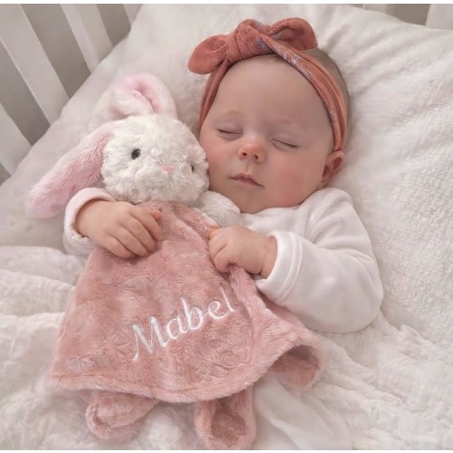 Embroidered baby comforter, Soft baby blanket, Newborn baby Gift, Security Blanket, Personalised Baby gift, Special Keepsake, baby shower.