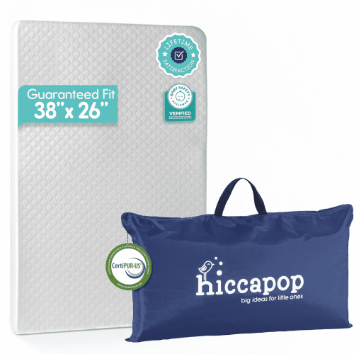 Hiccapop Pack and Play Mattress Pad (38" x 26" x 1.5"), Playard Pad, Portable Crib Mattress, 1.5" Thick