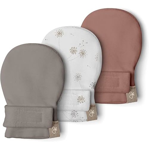 goumikids 3 Pack Stay-On Mitts Pewter, Dandilion and High Prairie, 0-3 Months
