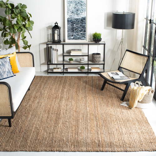 SAFAVIEH Natural Fiber Milica Solid Area Rug, Natural, 8' x 10' - Large - Scandinavian Design, Natural, Jute, Hand Woven Pattern, Ideal for Entryway, Kitchen, Living Room, Office