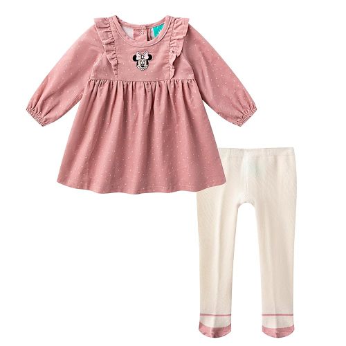 Amazon.com: Disney Minnie Mouse Baby Girls Long Sleeve Corduroy Dress with Tights 2 Piece Set for Infants Pink: Clothing, Shoes & Jewelry