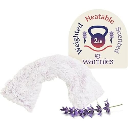 warmies Microwavable Neck & Shoulder Wrap - Heating & Cooling Plush Pad for Calming Relaxation - Weighted & Heated Neck Warmer with Scented Lavender - Microwave Heat Pad for Aches & Pain - Lavender