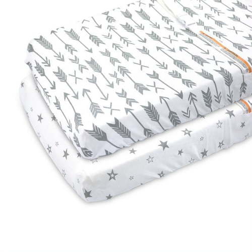 Premium Changing Pad Cover  2 Pack  Superior Softness, Lifetime Durability - Shrink Proof 100% Cotton Sheet Liners w/ Belt Loops Fitted for 32x15x5 Pads.