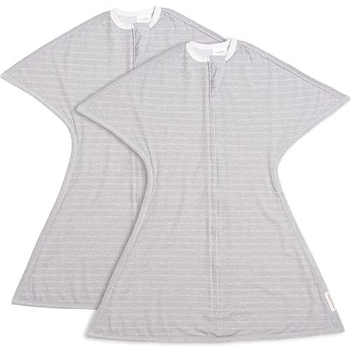 SleepingBaby Zipadee-Zip Transition Swaddle - Baby Swaddling Blanket with Zipper Convenience - Roomy Baby Wearable Blanket for Easy Diaper Changes - Graystone, Medium (6-12 Month) - 2 Pack