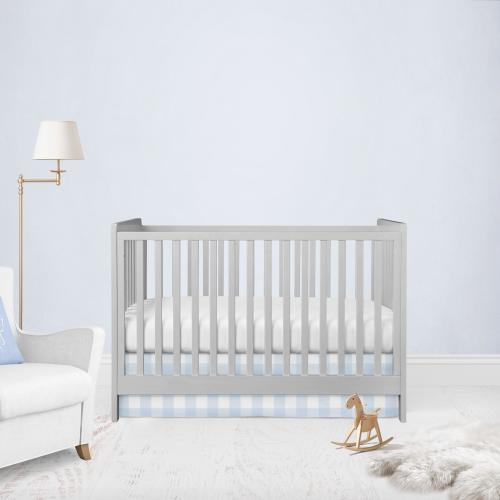 Blue Gingham Crib Skirt Check Crib Bedding Farmhouse Crib Nursery Boy Nursery Decor Blue Plaid Baby Bedding Mini Crib Standard Size