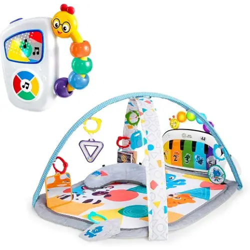 Baby Einstein Kickin Tunes 5-in-1 Bundle, Music & Language Discovery Gym & Take Along Musical Baby Toy, for Ages 0 Months and Up