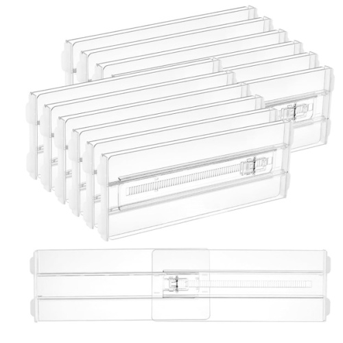Vtopmart 12 Pack Drawer Dividers for Clothes, 4" High 10.2"-16.5" Adjustable Expandable Dresser Drawer Organizer, Clear Plastic Separators for Dresser, Baby Clothing, Underwear, Cosmetic, Toiletries