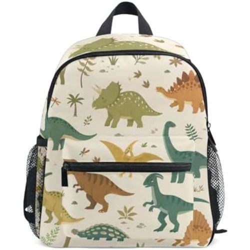 ALAZA Cute Toddler Backpack Dinosaurs Beige Backpack for Boys Girls Kindergarten Backpack Toddlers Daycare Bag Preschool Backpack