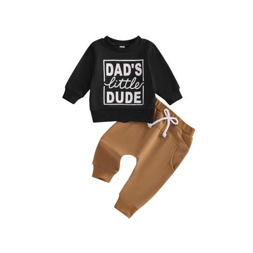 Loicainy Baby Toddler Boy Spring Fall Outfits 3 6 12 18 24 Months 2T 3T Letter Print Round Neck Long Sleeve Tops Elastic Waist Pants 2 Piece Clothes Set