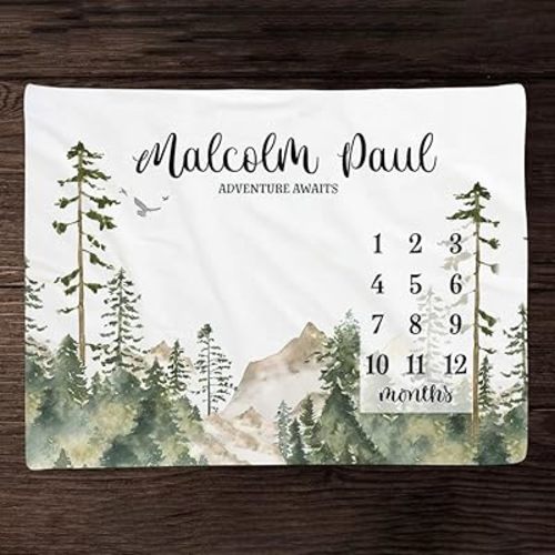 Personalized Baby Monthly Milestone Blanket for Boy Girl Gender Neutral Gift for Baby Shower | Soft Monthly Picture Blanket for Newborn | Nursery Decor | Soft Plush Fleece