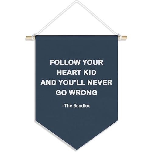 Vinatge Sports Baseball Nursery Classroom Kids Boys Playroom Decor, Inspirational Motivational Baseball Wall Decor Pennant for Baby Boy Girl Toddler Room Bedroom, Navy Blue Wall Decor, 15x11in