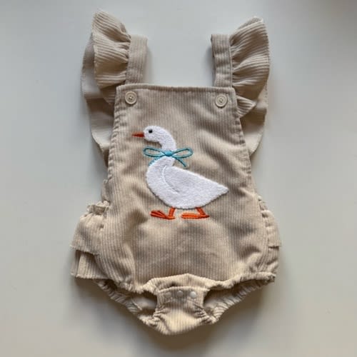 Baby Girl Corduroy Romper with Duck - Size 6-12M