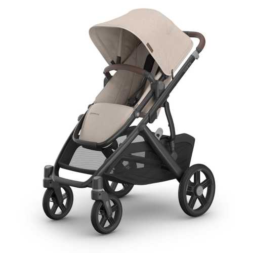 UPPAbaby Vista V3 Single-to-Double Stroller - Ada (Sandstone Melange / Carbon Frame / Chestnut Leather)