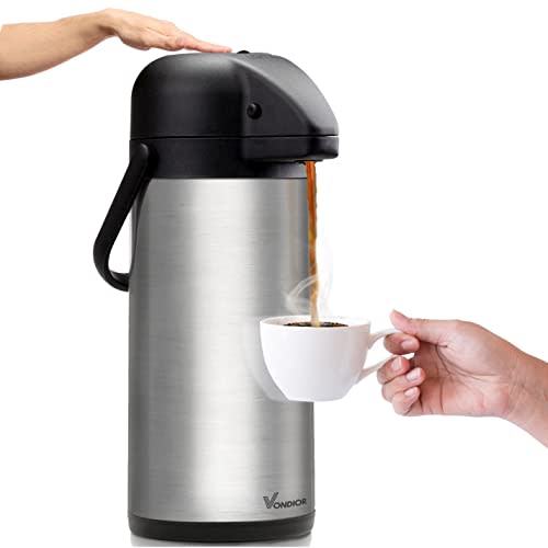 85 oz (2.5L) Airpot Coffee Carafe with Pump, Insulated Stainless Steel Coffee Dispenser, Coffee Carafes for Keeping Hot/Cold, Hot Beverage Dispenser for Party