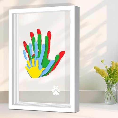 Family Handprint Kit, DIY Craft Keepsake Frame, Personalized Hand Print Ornament, Home Decor,Family Gifts for New Parents, Grandparents, Father's Day, Mother's Day, Anniversary, Christmas