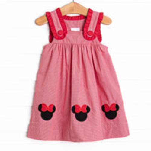 Classic Mouse Applique Dress, Red – Stitchy Fish
