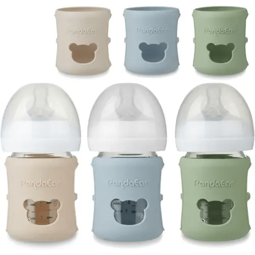 PandaEar 3 Pack Silicone Sleeves for Philips Avent Natural Glass Baby Bottles 4 oz, Shatterproof Anti-Breakage and Heat Resistant Bottle Holder, BPA-Free, Compatible with 4 oz Avent Glass Bottles