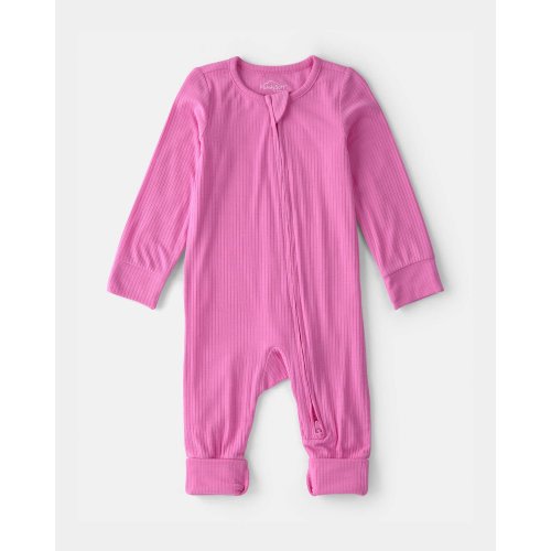 Baby Girl PurelySoft 2-Way Zip Snug Fit Sleep & Play Pajamas - Pink | Carter's