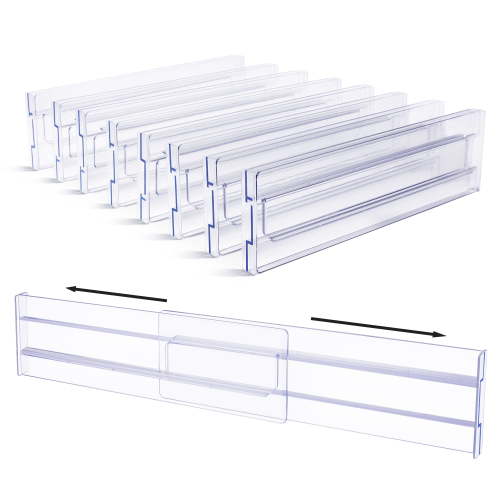 "Vtopmart Expandable Drawer Dividers, Adjustable Plastic Separators for Clothes & Kitchen Utensils, 12.2""-21.8"", Set of 8"
