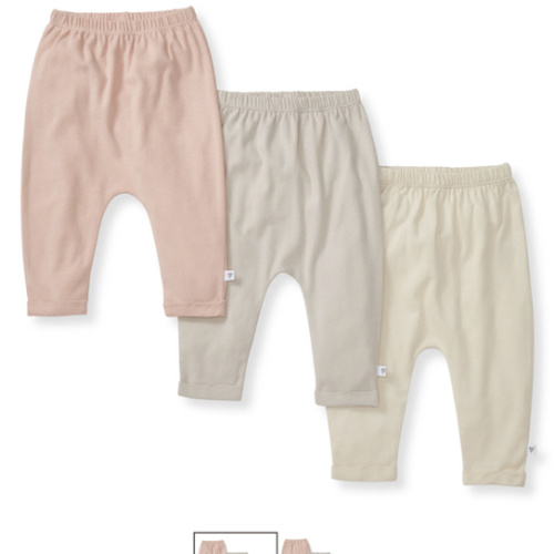 Solid Organic Cotton Baby Pants 3 Pack - Pink Sand