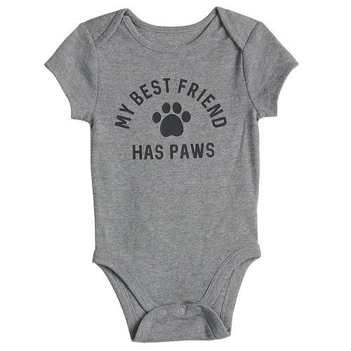 Baby Jumping Beans® Short Sleeve Graphic Bodysuit - Dog Gray - 3 MONTHS