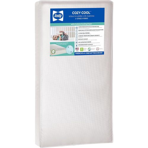 SEALY BABY 2 Stage Infant Crib Mattress Plus Toddler Bed Fit, Breathable, Cooling Foam Cotton Cover, Dual Firmness & Ultra-Lightweight, Cozy Cool