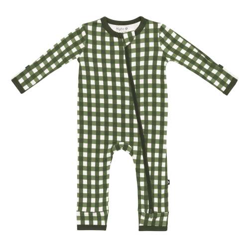 Zippered Romper in Gingham Fir