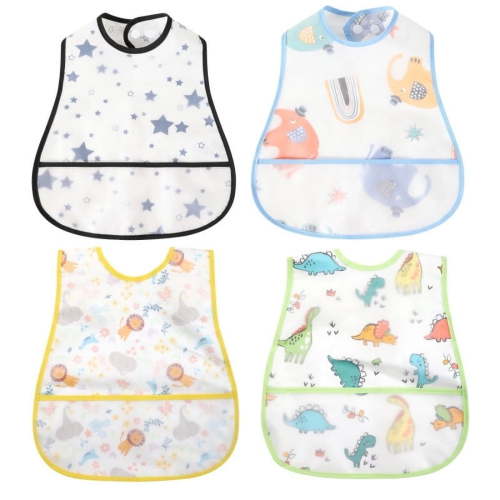 Baby bibs Waterproof Toddler bib - Feeding bib with Pocket for Infant Boy Girl Washable 6-36M
