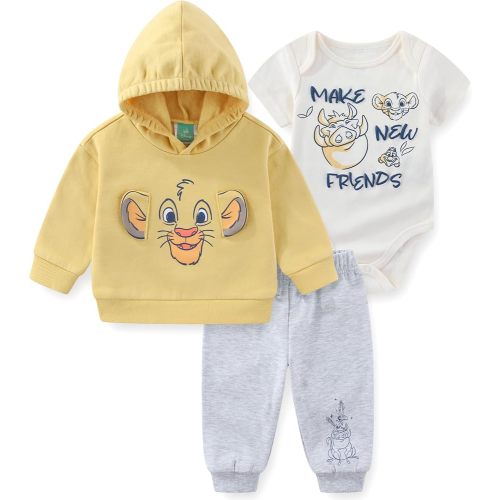 Disney Lion King Simba Baby Boys Bodysuit Hoodie and Pants 3 Piece Set