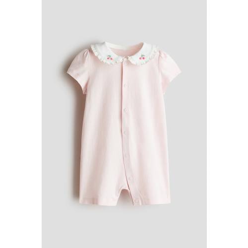COTTON PAJAMA JUMPSUIT WITH COLLAR